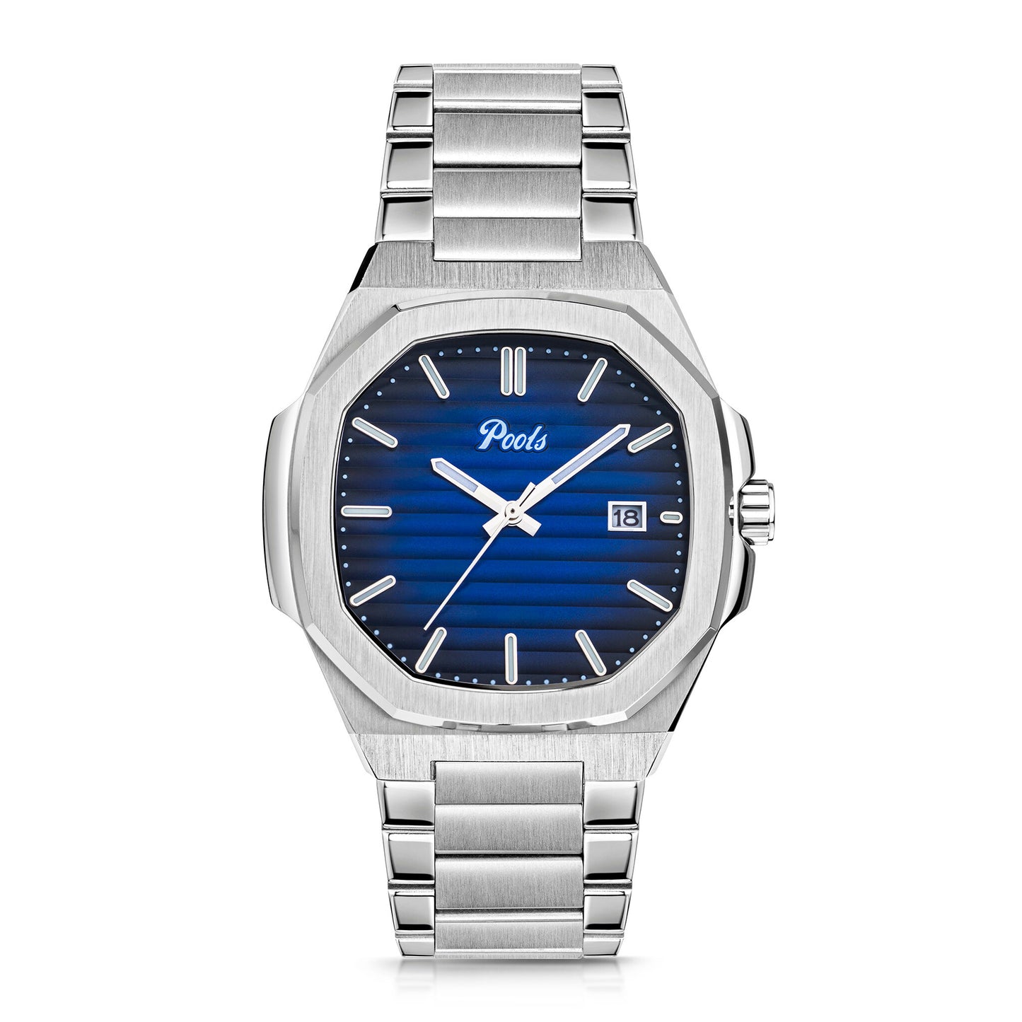 Pools CISANO Herrenuhr mit dunkelblauen Zifferblatt und Edelstahlarmband
